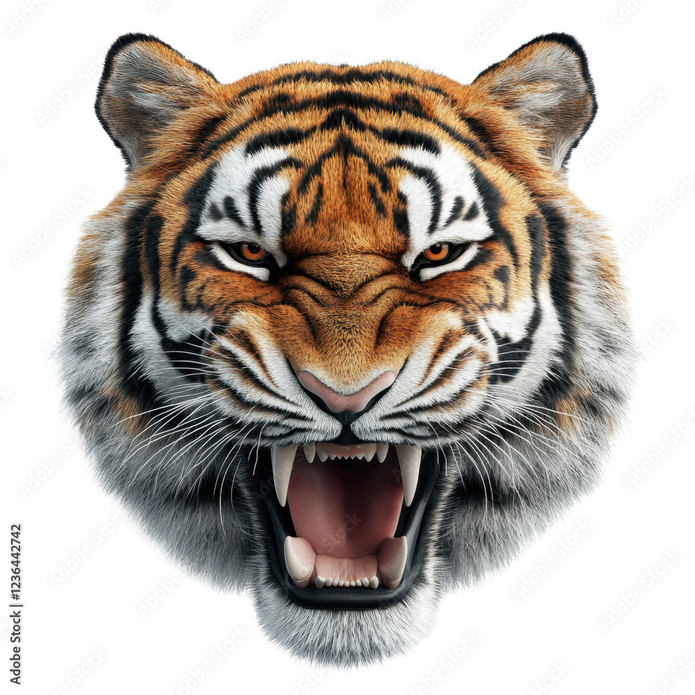 Obraz premium Fierce Tiger Face with Intense Expression and Striking Details
