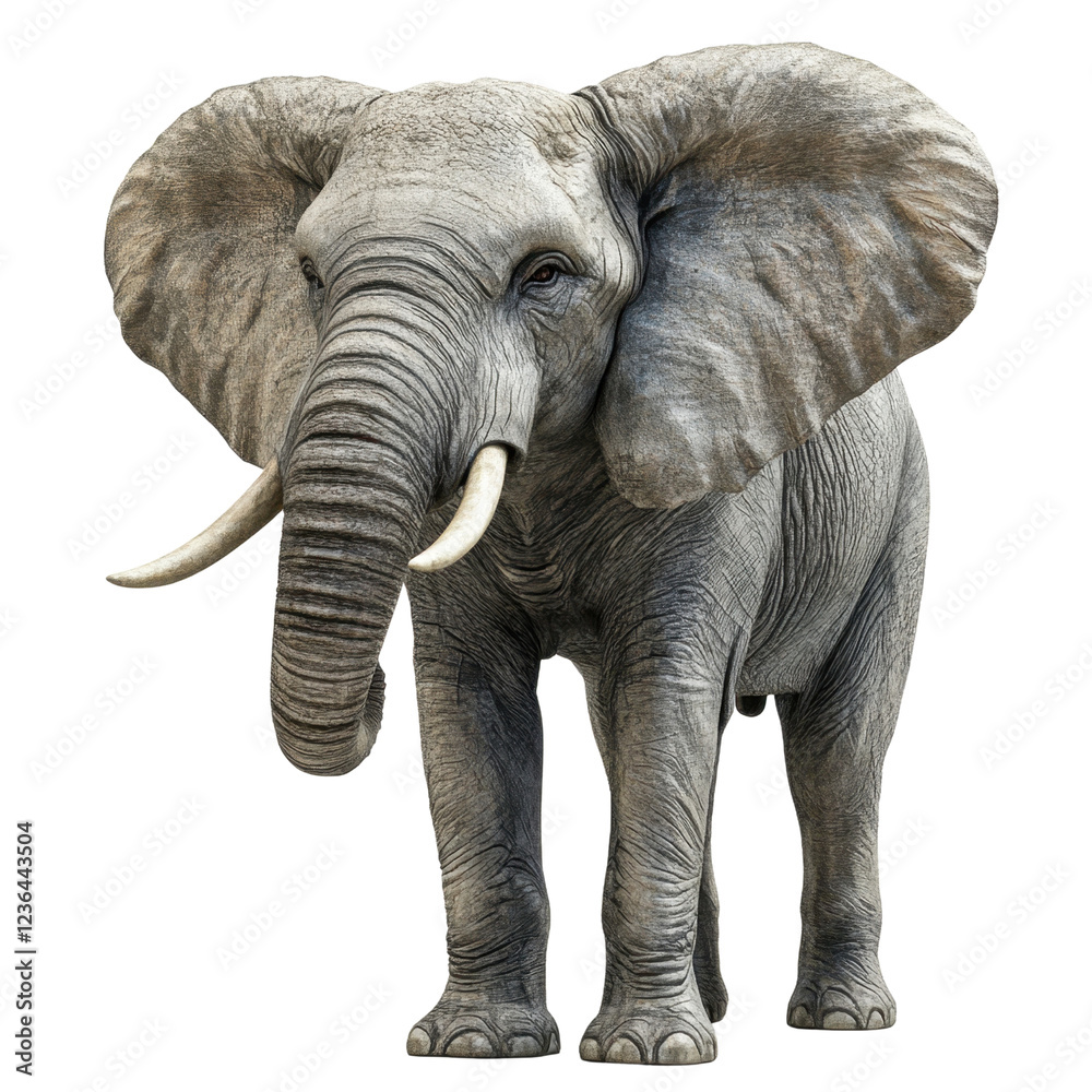 Fototapeta premium Realistic Elephant Standing Gracefully Against a Plain Background