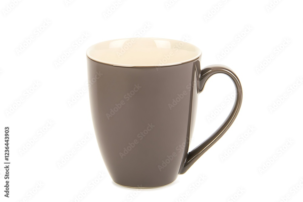 Elegant ceramic mug with a smooth finish on a white background Elegant ceramic mug with a smooth finish on a white background