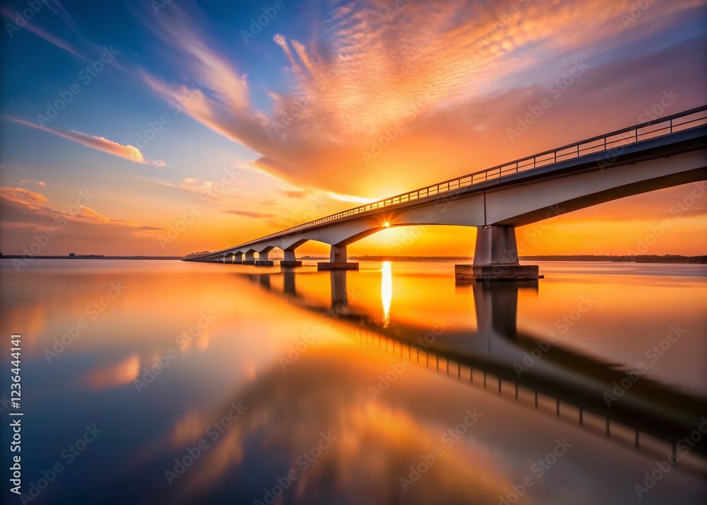 Fototapeta premium Sunset Sky Over the Bridge