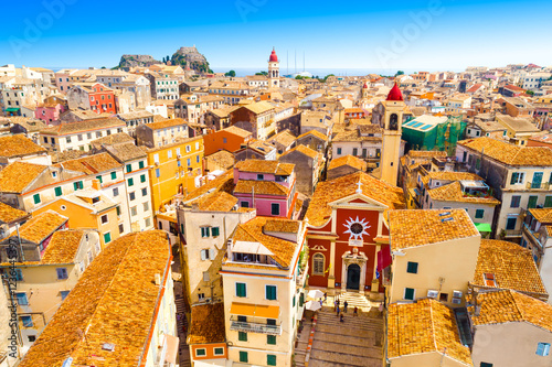 Aerial view of Kerkyra, capital of Corfu island, Greece