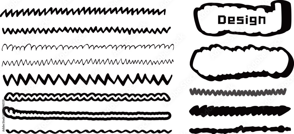 Obraz premium Set of manga-style lines and speech bubbles, vector illustration