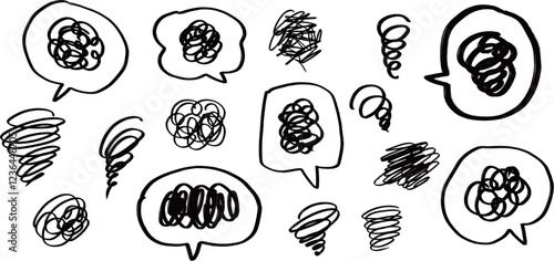Set of hand-drawn dizzy signs. Vector illustration isolated on a transparent background.