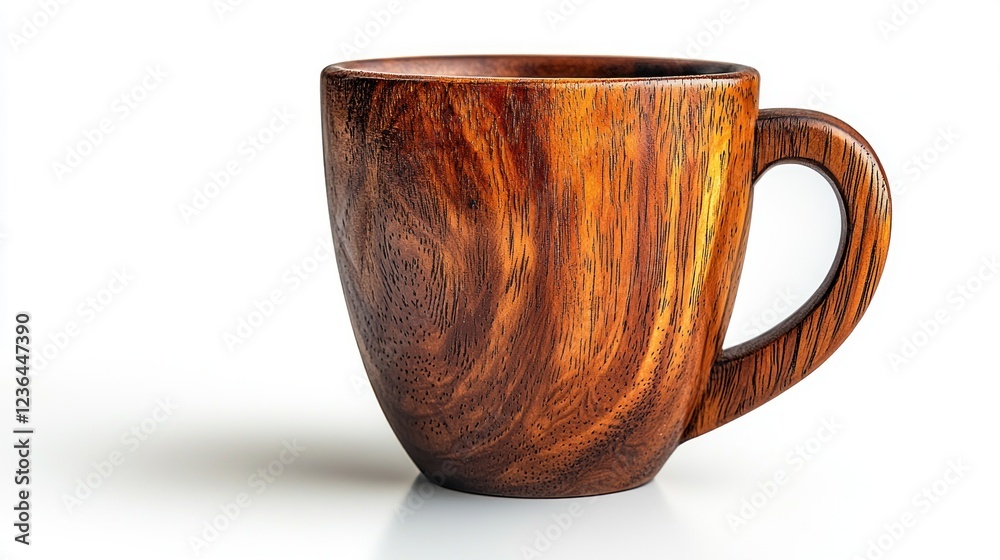Handcrafted Wooden Mug Showing Unique Grain Detail Handcrafted Wooden Mug Showing Unique Grain Detail