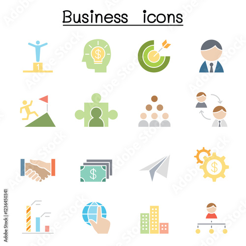 Business icon set in thin line style