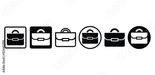 suitcase briefcase icon symbol vector design simple outline and black filled color flat illustration sets
