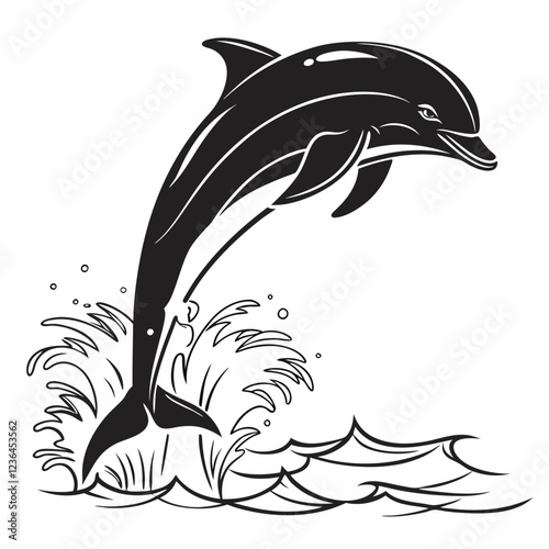 Dolphin vector silhouette black design white background