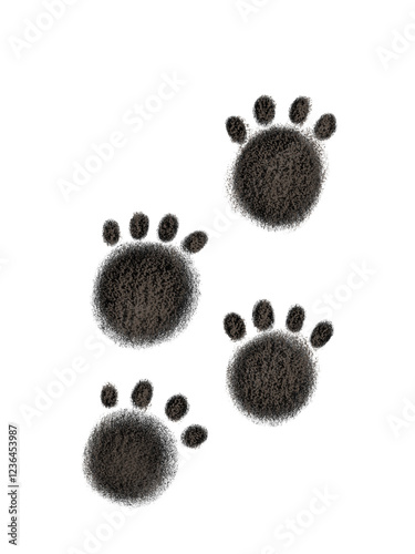 Adorable pastel illustration of tiny hedgehog footprints in soft ground, perfect for children's books, nursery decor, storybook art, and cozy nature-themed designs. Ideal for whimsical and playful pro