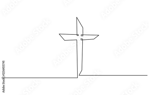 Cross icon icon line continuous editable drawing. One line christianity, orthodox cross. Christian cross. Continuous line drawing. Christianity religion concept.