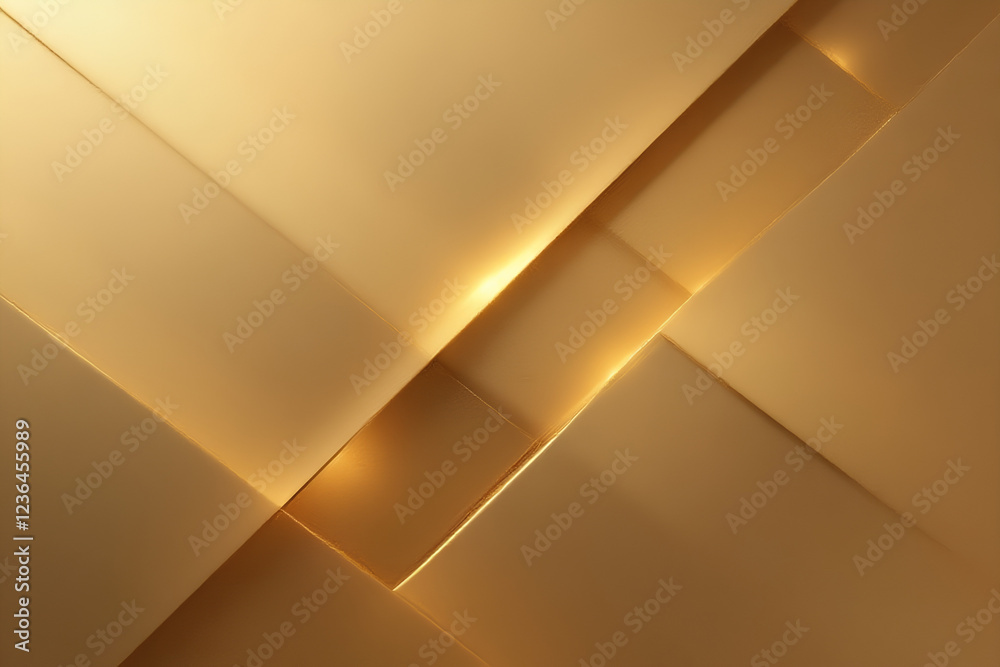 Golden Geometric Abstract Background with Subtle Light Reflections