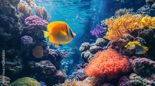 Wallpaper Mural Vibrant coral reef teeming with colorful fish and diverse marine life. Torontodigital.ca