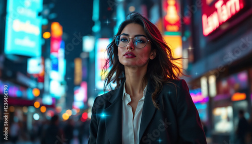 Female Lawyer Navigating an Urban World with AR