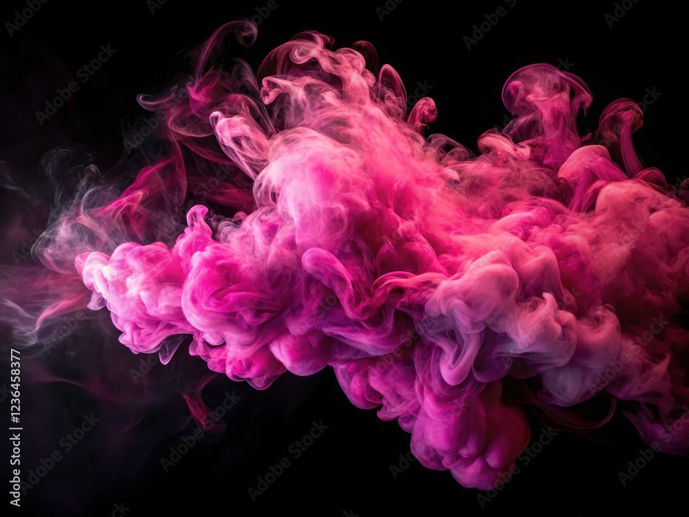 Abstract pink smoke animation: vibrant, dynamic swirls against a stark black background.