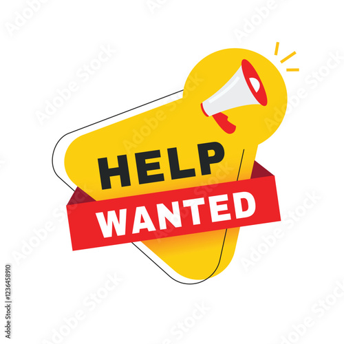 Help wanted banner, announcement lettering modern design. vector illustration.