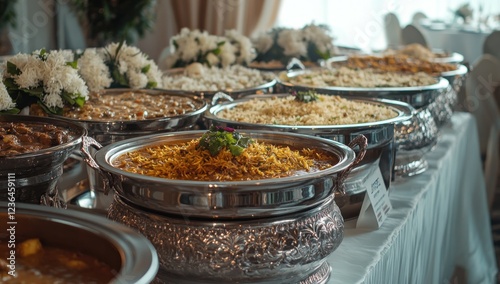 A Lavish Indian Buffet Feast: Aromatic Curries and Fragrant Rice Dishes