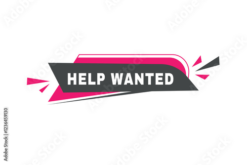 Help wanted banner, vector icon label web element design. Modern template for announcement.