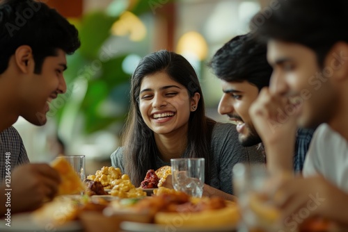 Joyful Friends Sharing a Delicious Meal Together