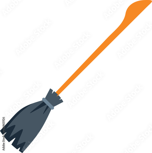 Simple vector illustration of a witch's broom flying on a white background, perfect for halloween projects