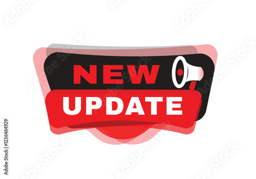 New update banner message for announce advertising template or business concept. Modern banner isolated.