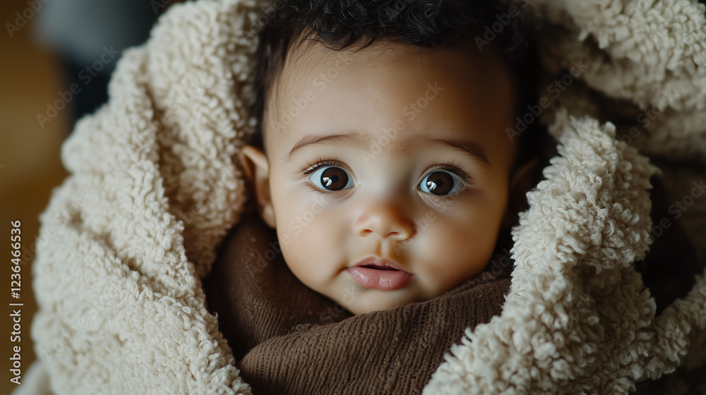 Curious Baby Wrapped in a Soft Blanket Curious Baby Wrapped in a Soft Blanket