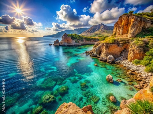 Sicilian Summer Coastline: Long Exposure Plemmirio Seascape photo