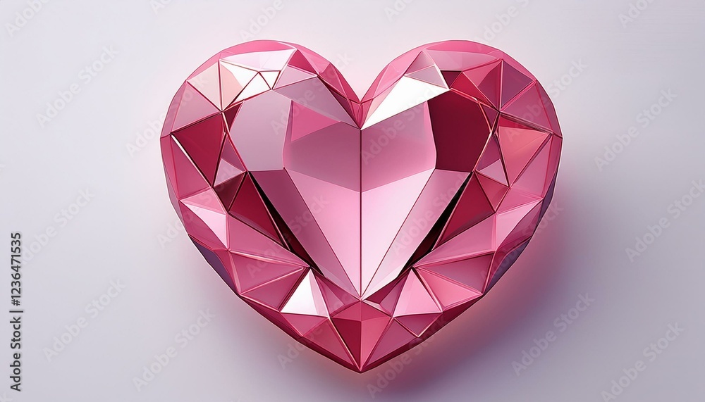 realistic 3d render of a geometric pink heart designed with a faceted diamond like surface isolated on a white background file realistic 3d render of a geometric pink heart designed with a faceted diamond like surface isolated on a white background file