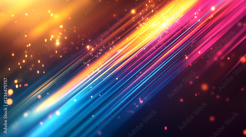 Obraz premium Abstract futuristic background high speed straight blue yellow lines and bokeh glowing neon moving. High speed futuristic travel concept. Fantastic wallpaper concept