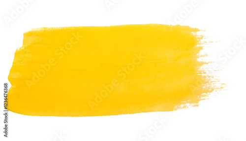 Yellow watercolor brush stroke paint isolated on transparent background.