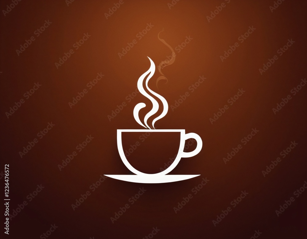 Obraz premium Steaming Hot Coffee Cup Illustration, Cafe Menu Design, Coffee Shop Branding, Social Media Ads, Brown Background, White Steam, Orange Cup, Beverage, Drink, Breakfast, Cozy, Ai generated images.