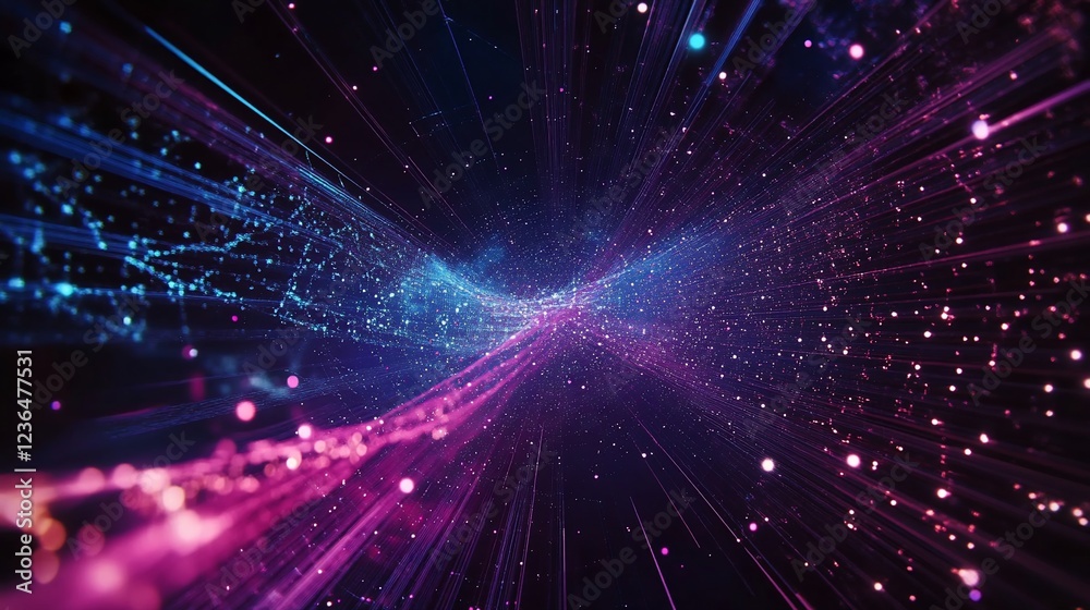Abstract network of luminous dots and lines with vibrant color gradients and deep space feel Abstract network of luminous dots and lines with vibrant color gradients and deep space feel