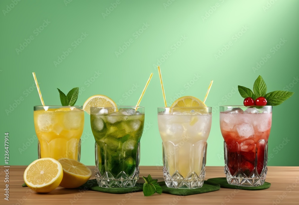 Fototapeta premium Goblets for ice drinks or lemonade in Minsk, Belarus