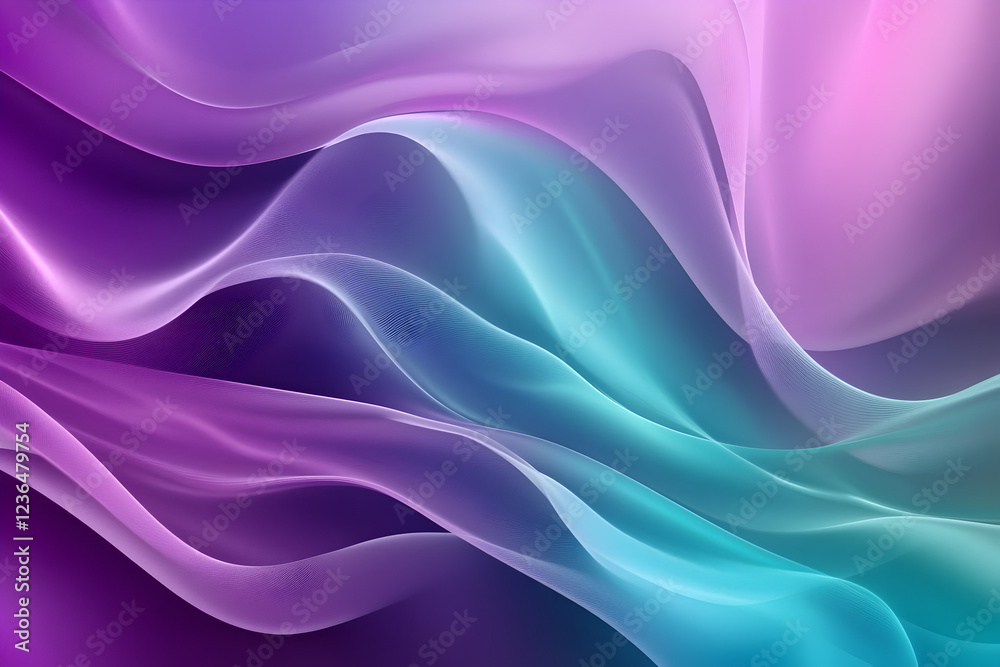 Fototapeta premium Abstract purple and teal background with waves concept