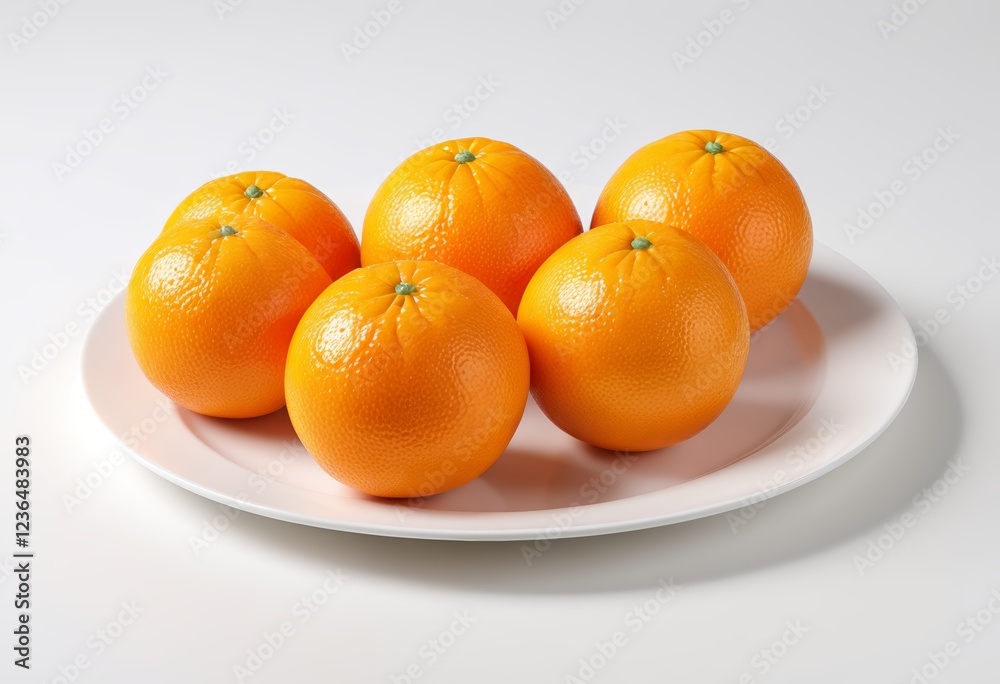 Fresh oranges on a plate on a white background Fresh oranges on a plate on a white background