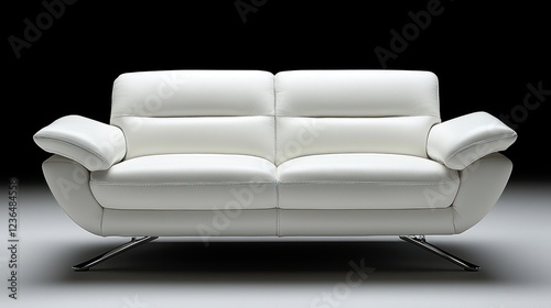 Elegant White Leather Two Seater Sofa photo