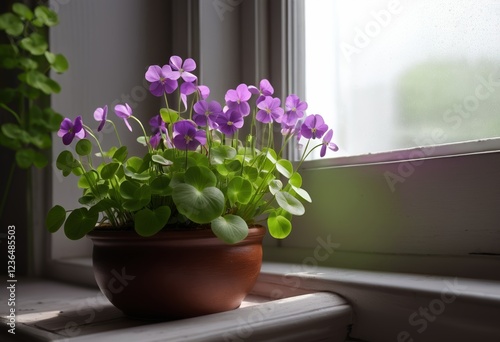 Wallpaper Mural The windowsill is planted with purple sorrel Torontodigital.ca