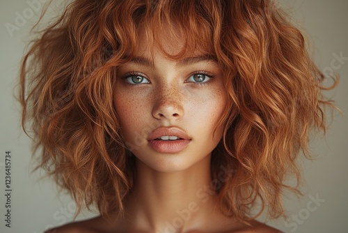 Curly haired model showcasing natural texture in a soft light setting