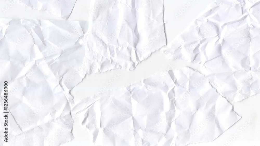 Crumpled Torn White Paper Texture Motion, Wrinkled & Ripped Paper ...