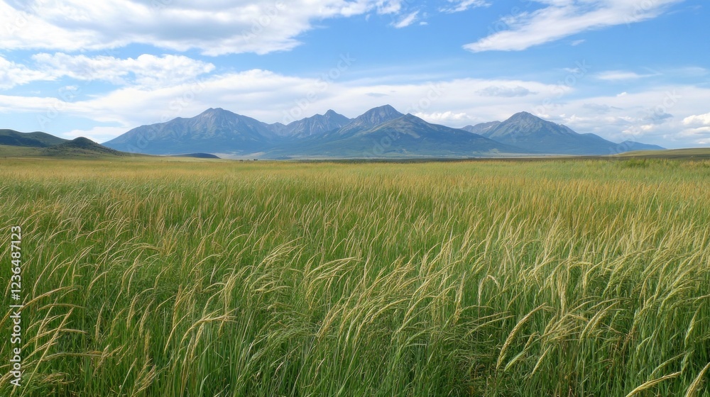 Serene Mountain Meadow Under a Summer Sky Serene Mountain Meadow Under a Summer Sky