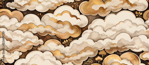 Pattern. Stylized Clouds Pattern in Warm Tones