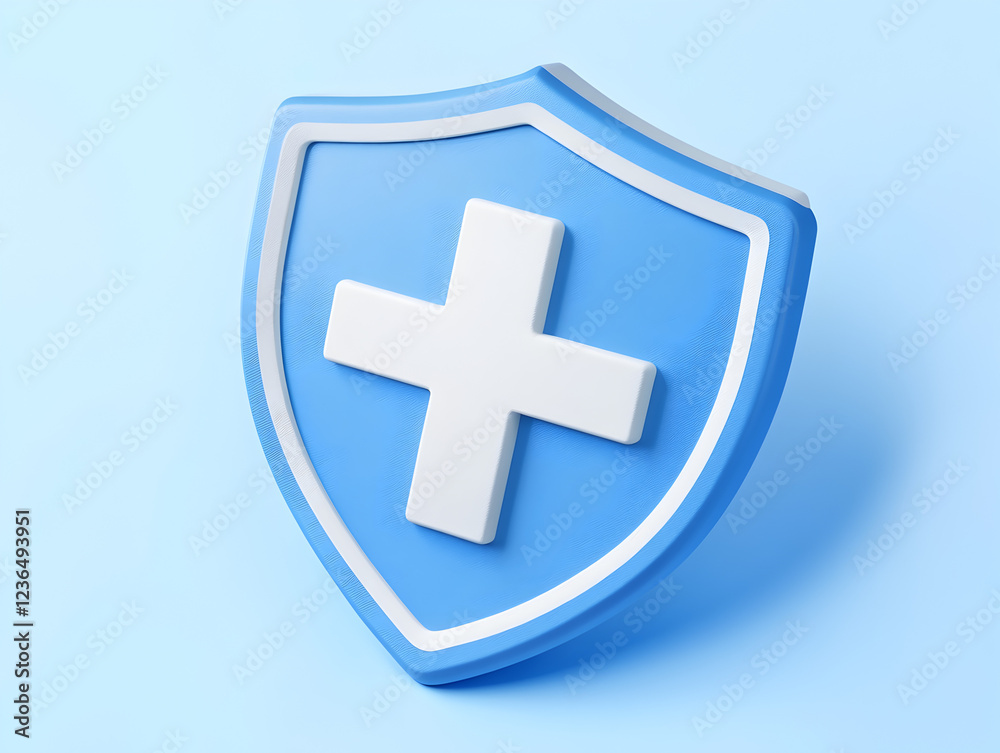 Obraz premium Concepto de escudo de seguridad sanitaria en un diseño digital 3D para garantizar la seguridad médica