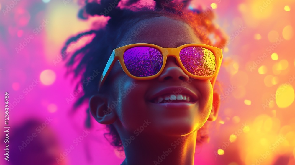 Joyful child smiling and playing with friends at a carnival or party, surrounded by vibrant colors and an energetic atmosphere. A lively, fun, and playful moment. Joyful child smiling and playing with friends at a carnival or party, surrounded by vibrant colors and an energetic atmosphere. A lively, fun, and playful moment.