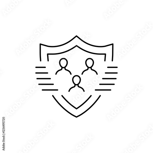 Outline Teamwork icon, represents teamwork in maintaining security.