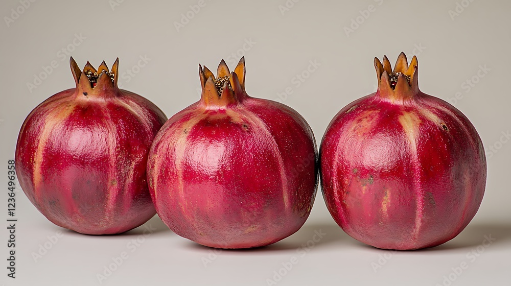 Three ripe pomegranates studio shot, food blog Three ripe pomegranates studio shot, food blog
