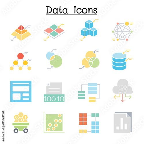 Database , Data & Graph icon set in thin line style