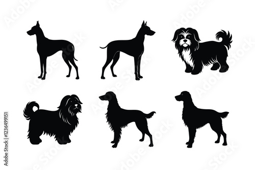 Pet silhouette bundle with various dog breeds