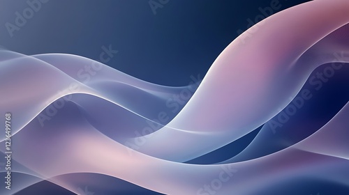 Abstract flowing pastel waves on a dark blue background