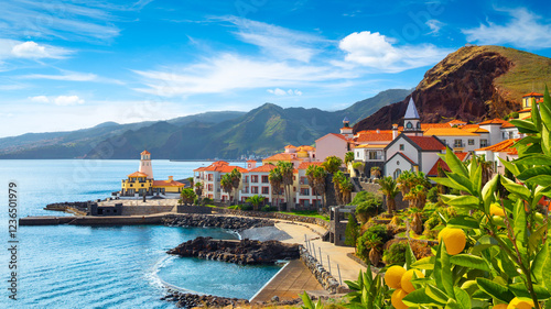 Obraz na płótnie Panoramic view of the small village of Canical, near Ponta de Sao Lourenco. Madeira Island, Portugal w salonie