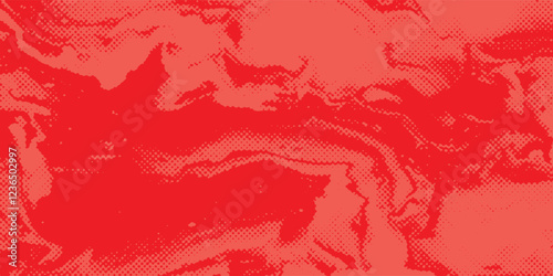 Distressed background in red texture with circles, spots, scratches, and lines. Abstract vector illustration.