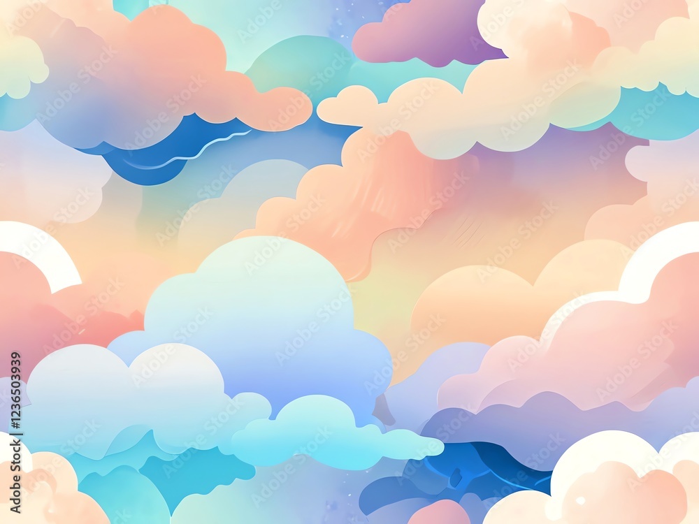 Pastel Dream Cloudscape: A Whimsical Sky of Soft Hues Pastel Dream Cloudscape: A Whimsical Sky of Soft Hues