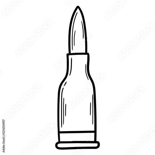 Hand drawn doodle machine gun bullet on white background.